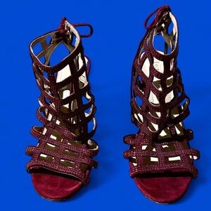 BCBGMaxAzria Burgundy Cage Heels